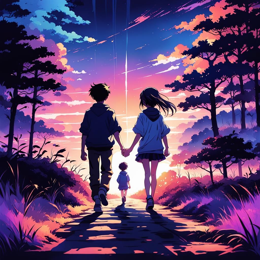 Manga Scan: Boy and Girl Walk into Sunset