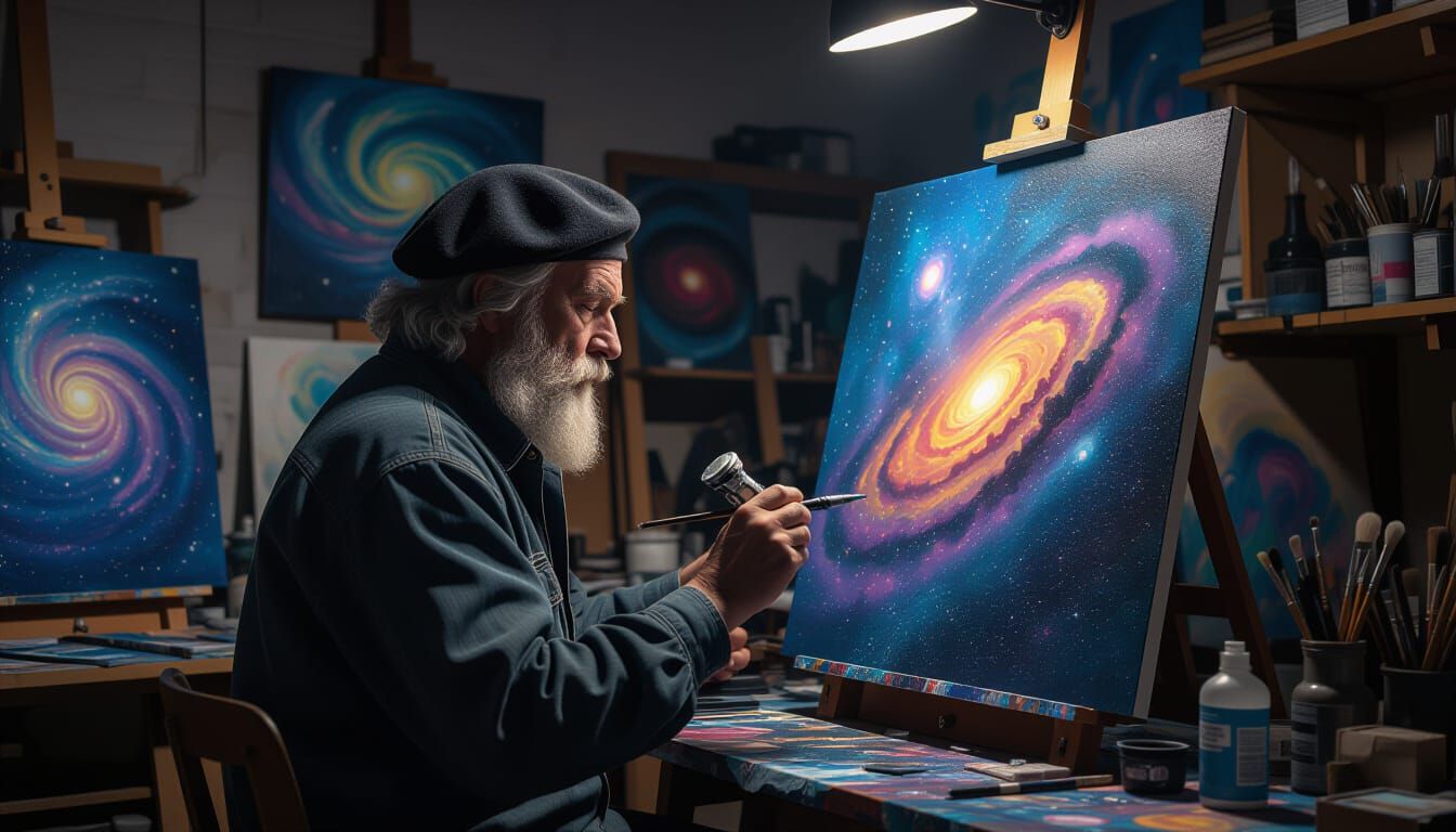 Cosmic painter and Airbrush Art  by @Nancy Soul