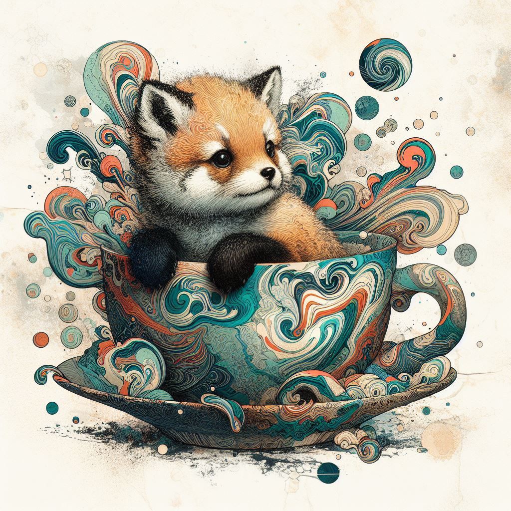 fox cub in teacup