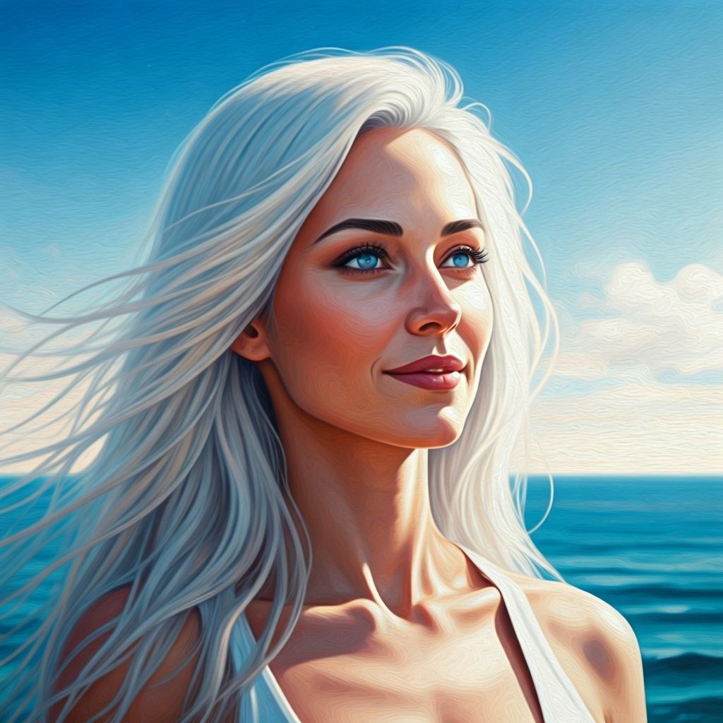 A crisp quality large-scale oil painting where Alexander's use of color has become more confident and vibrant.photorealistic face of model l...