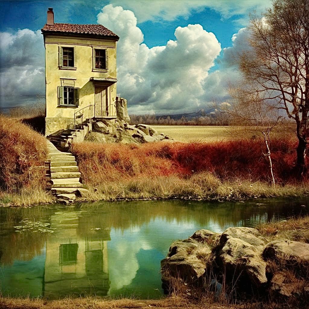 Abandoned house along the river