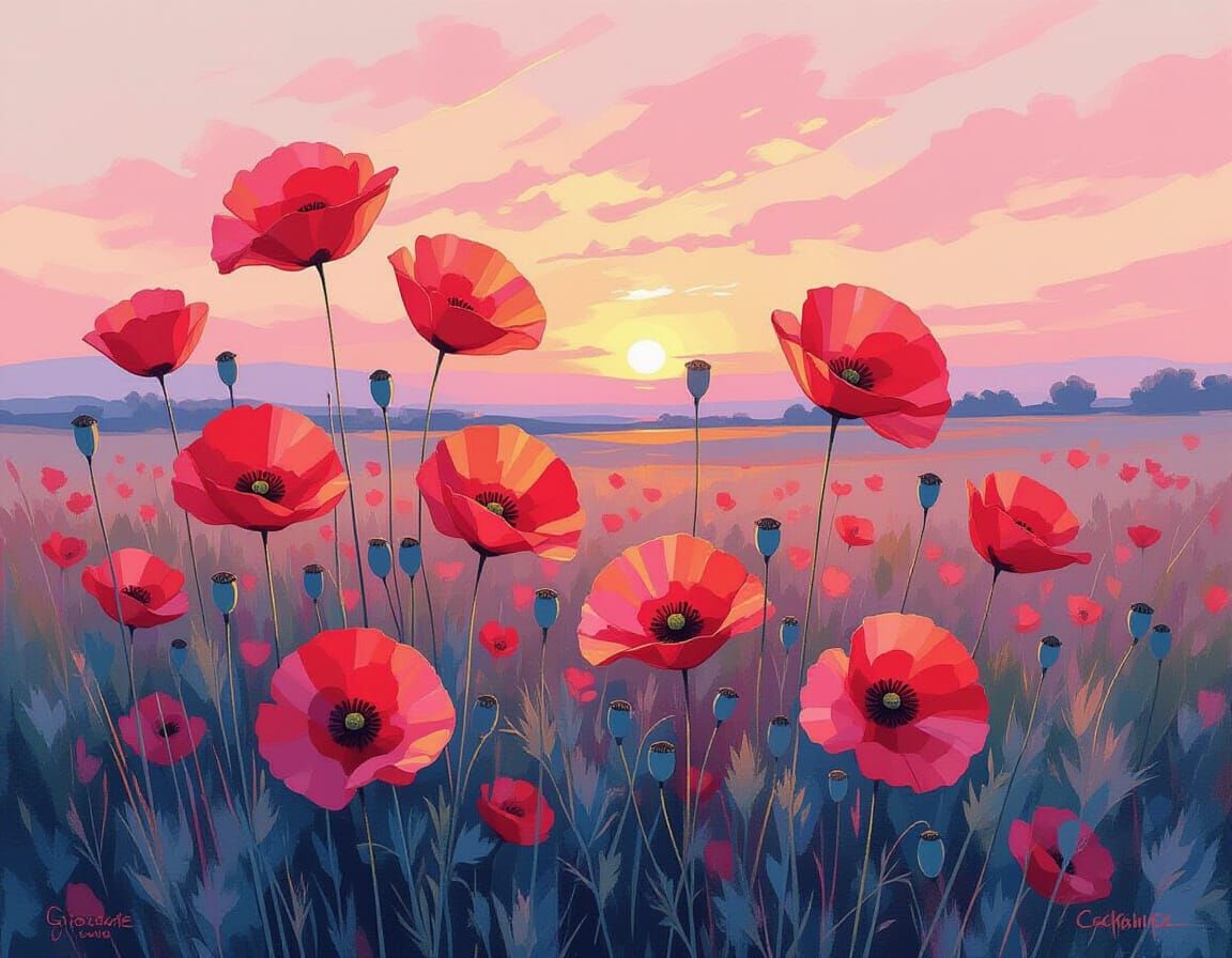 שדה פרחים ורודים