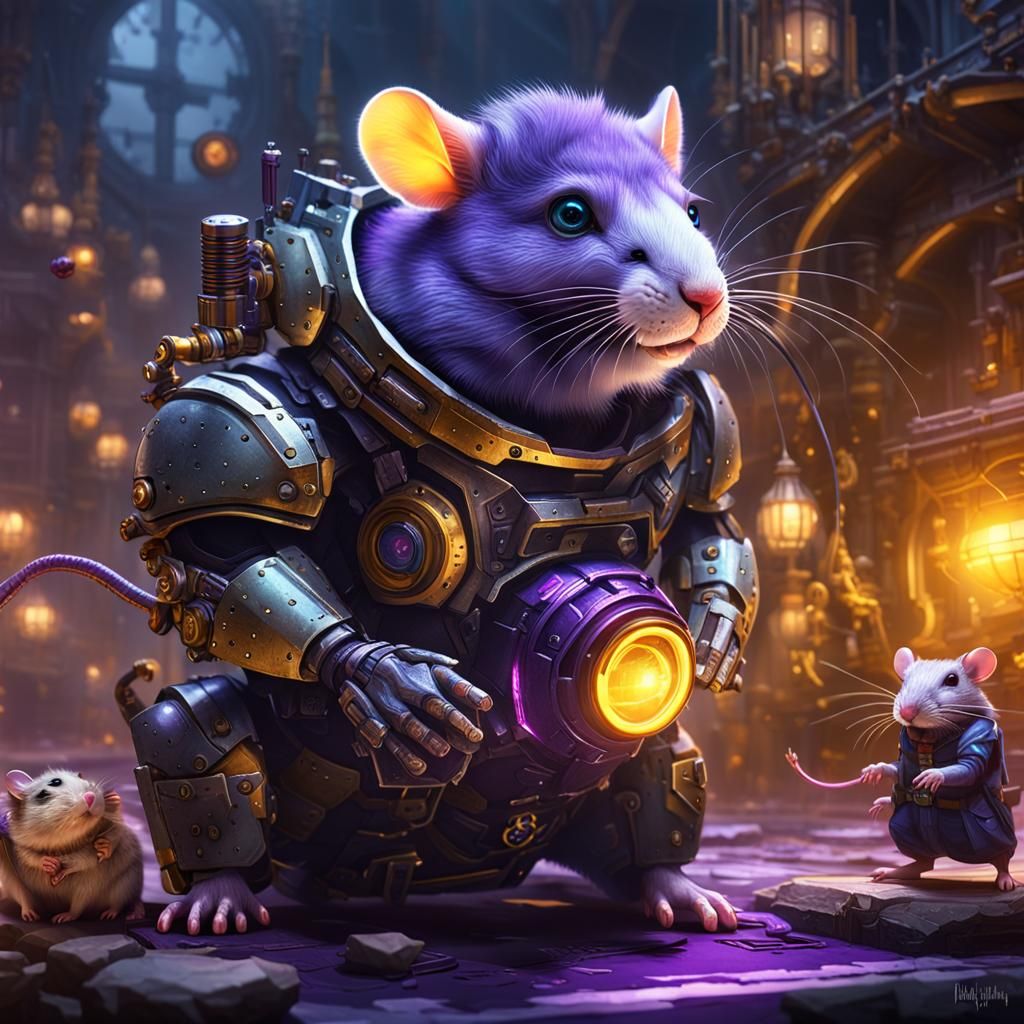 Cyborg hamster and a Cyborg rat working on take control over the world ...