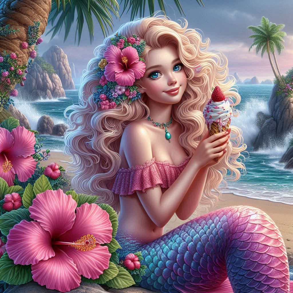 Mermaid eating an icecream
