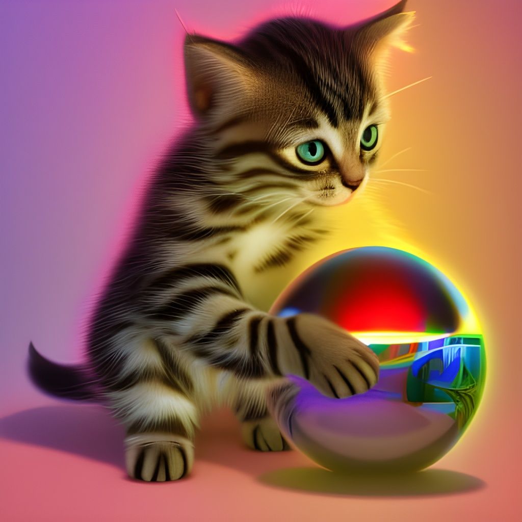 Kitten playing with Mystical Crystal ball