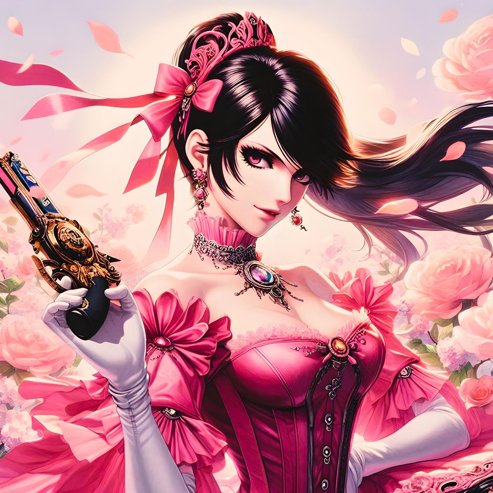 Bayonetta Wearing A Beautiful Pink Dress
