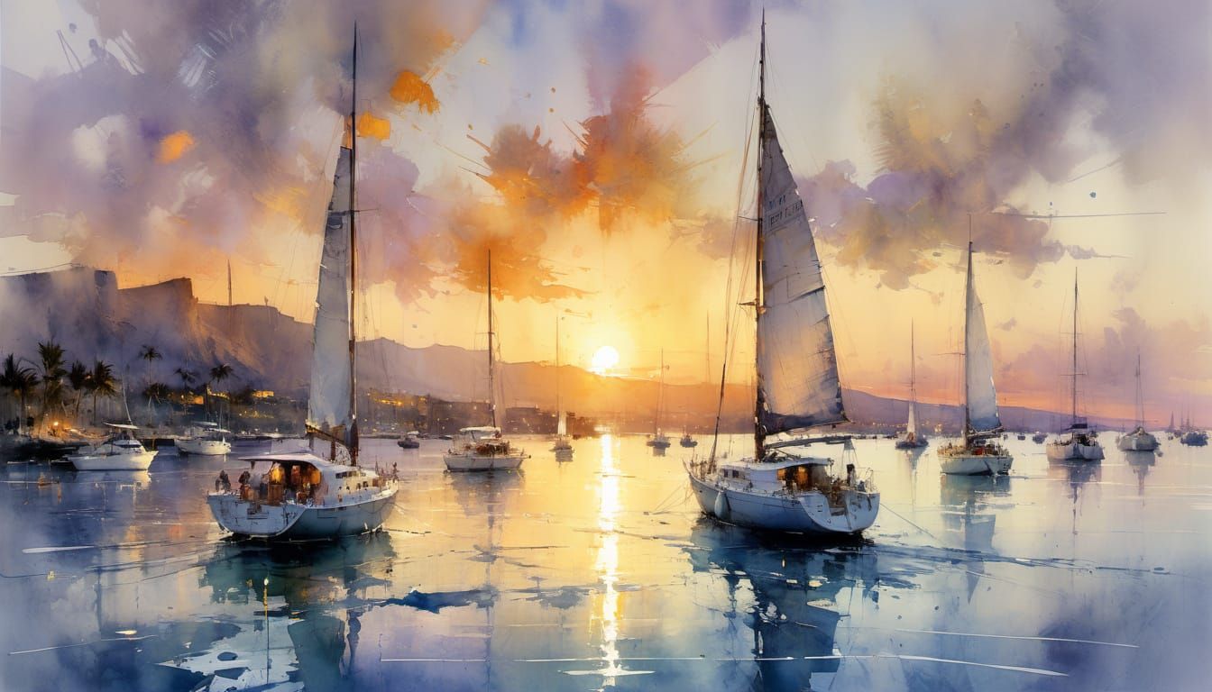 Yacht sunset  by @Superbear