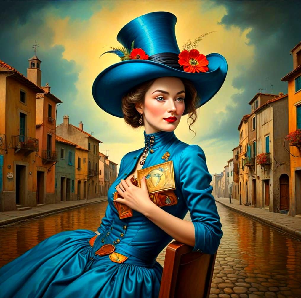 Surrealistic Portrait of a Charming Lady in a Vibrant HDR La...