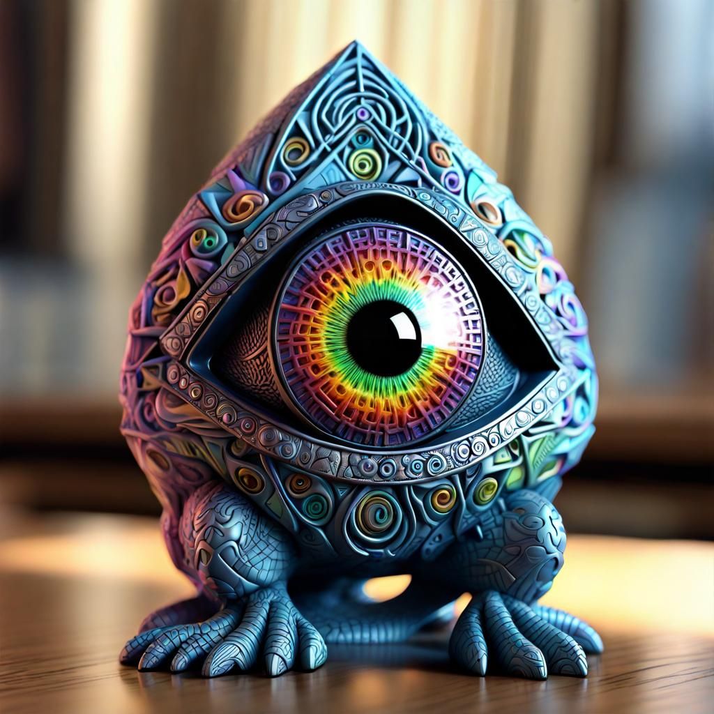 Bioluminescent Ratatoskr Figurine with Geometric Details