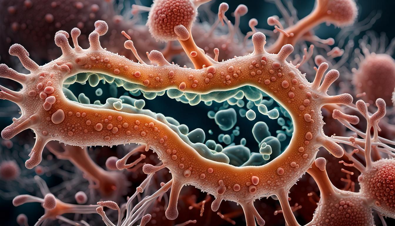 Amoeba engulfing Bacteria  by @PB