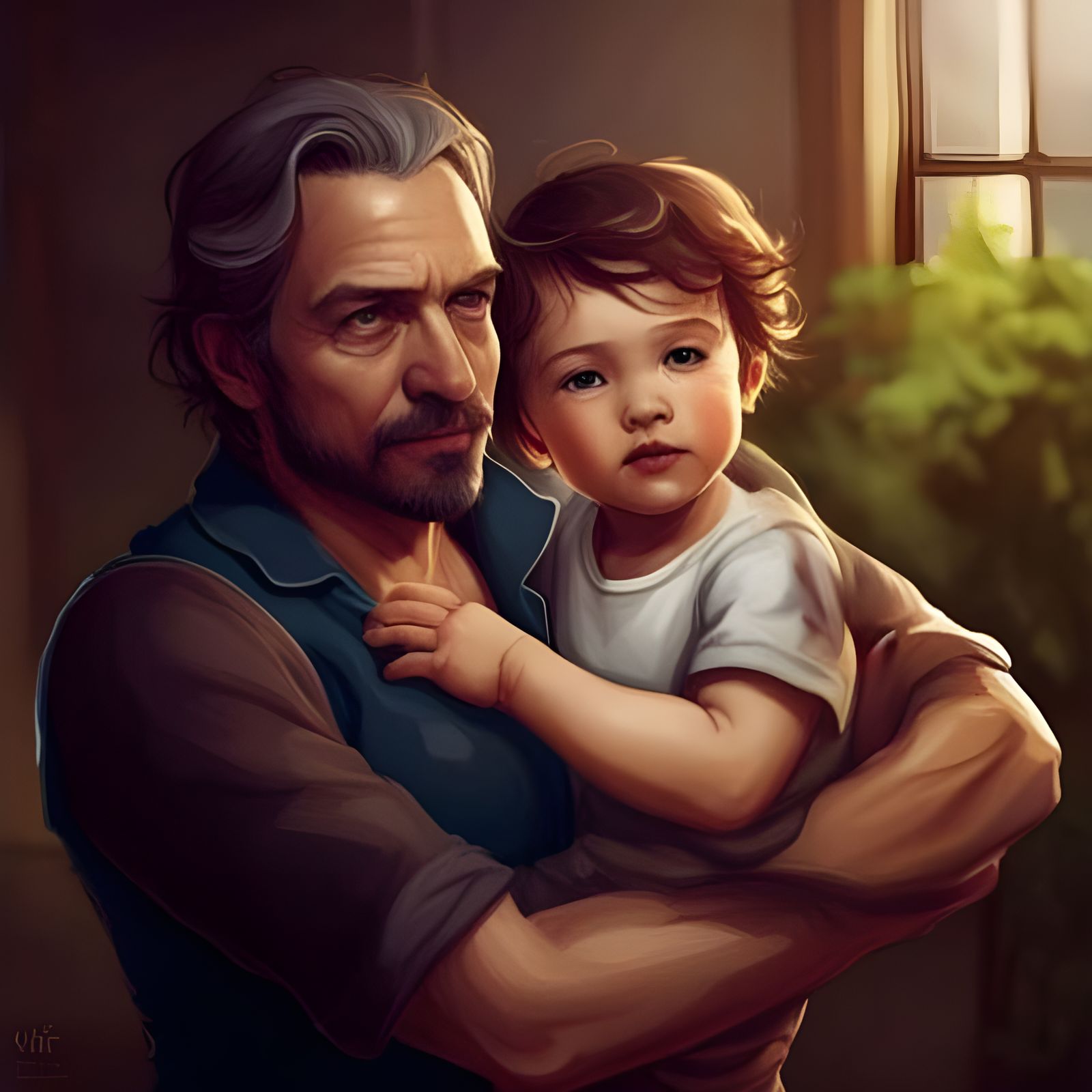 Grandfather With Grandson - Ai Generated Artwork - Nightcafe Creator