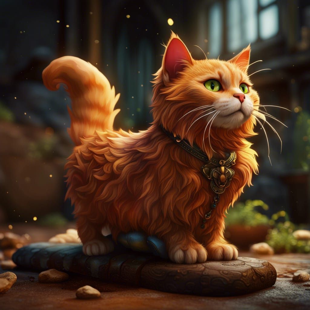 Ginger cat statue AI Generated Artwork NightCafe Creator
