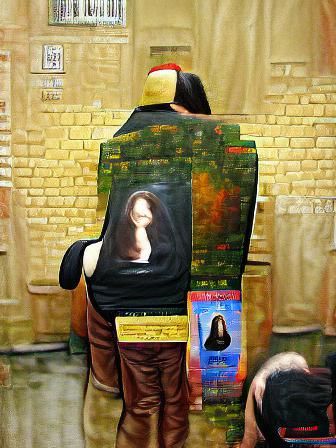 Faceless MonaLisa Gioconda, portrait painting artwork