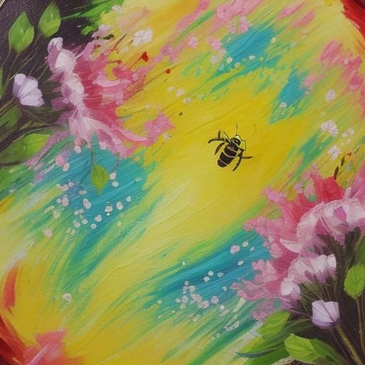Beehive in Forest: Neo-Impressionist Oil Painting