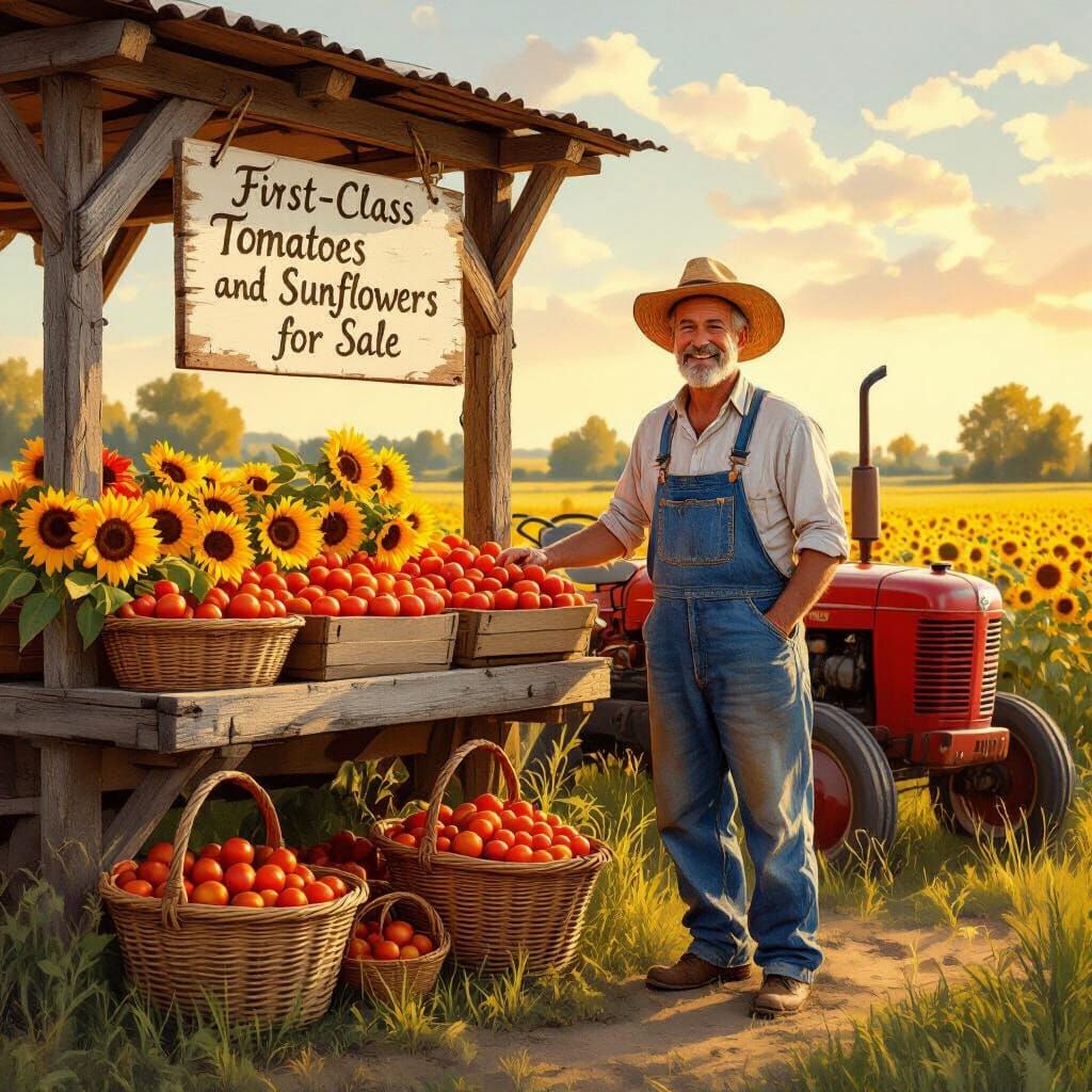 A farmstand with an old tractor  by @axelb