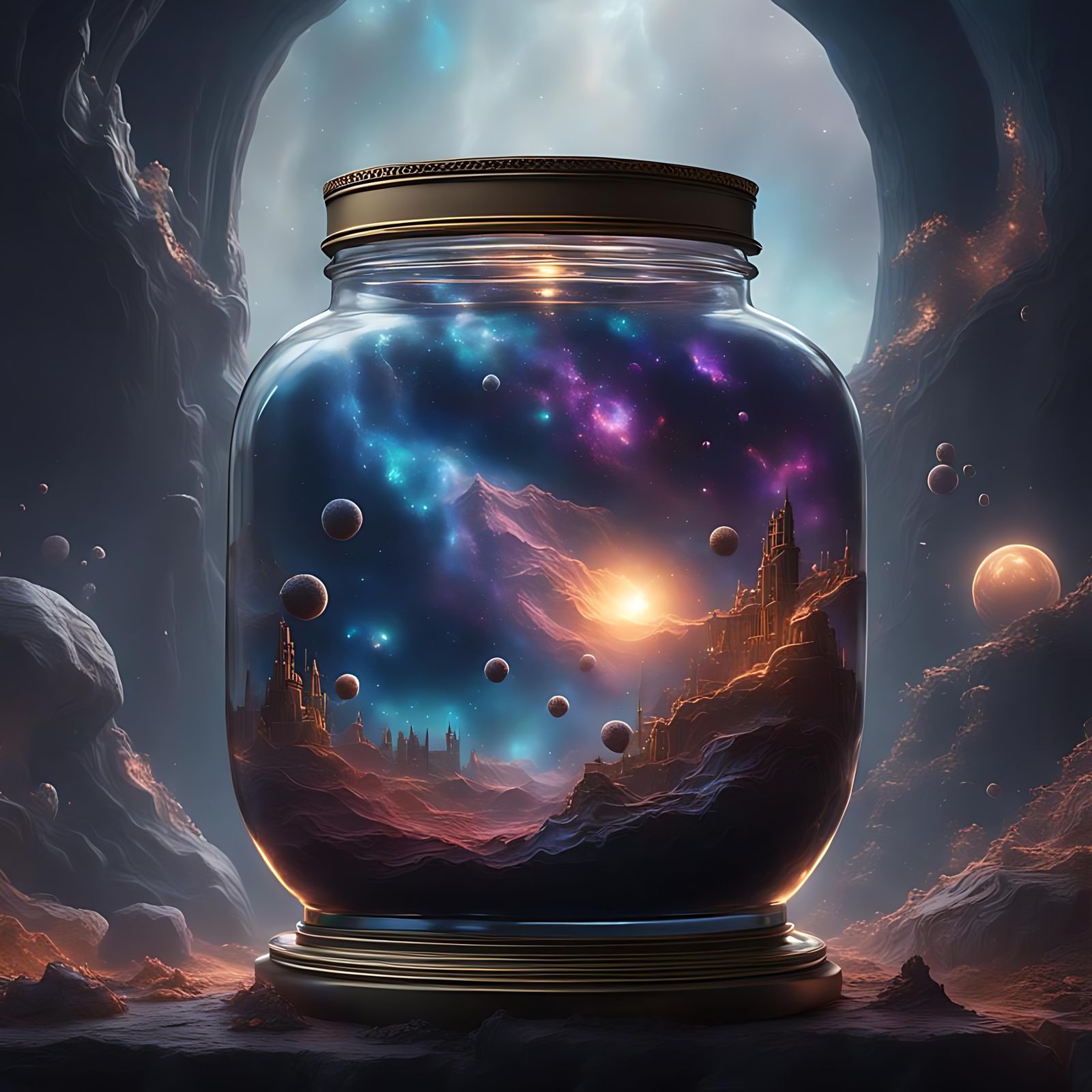 Universe in a jar - AI Generated Artwork - NightCafe Creator