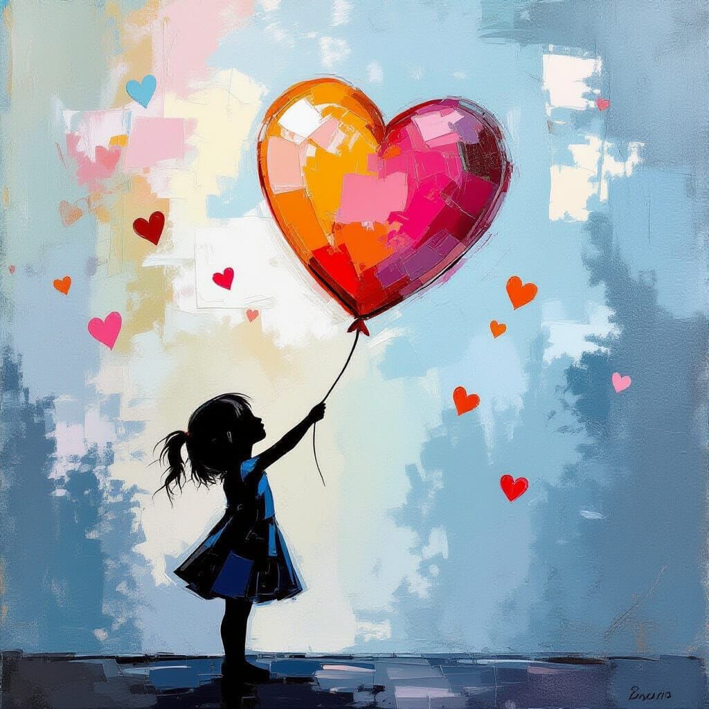 Child with Heart-Balloon/ 1 Like  by @Simple-Creator