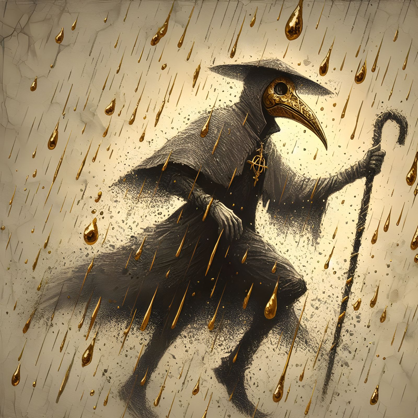 Plague Doctor in the Rain