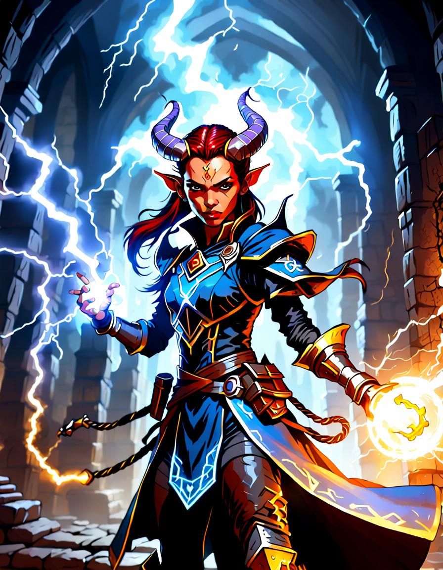 Tiefling Sorcereress  by @Sophrasany 