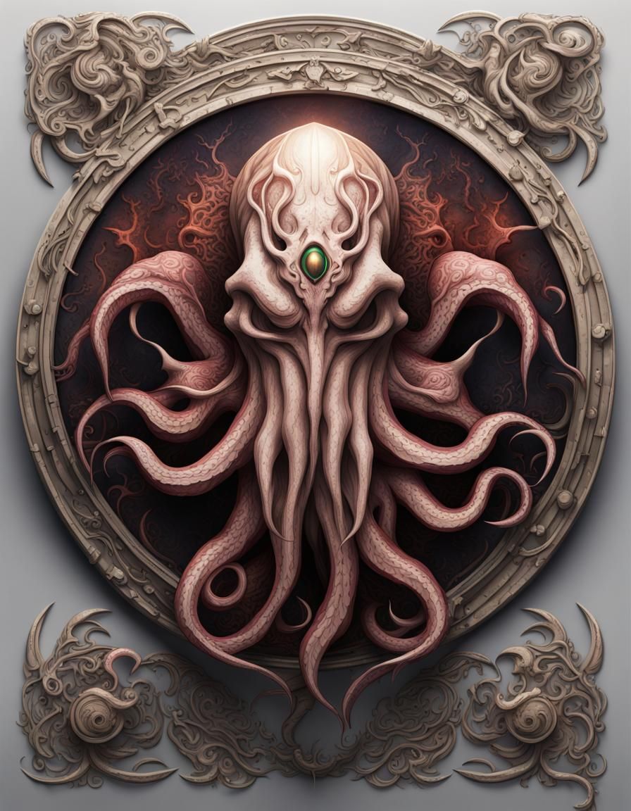 Logo de un planeta sombrío, sobre fondo blanco. Estilo Cthulhu. - AI ...