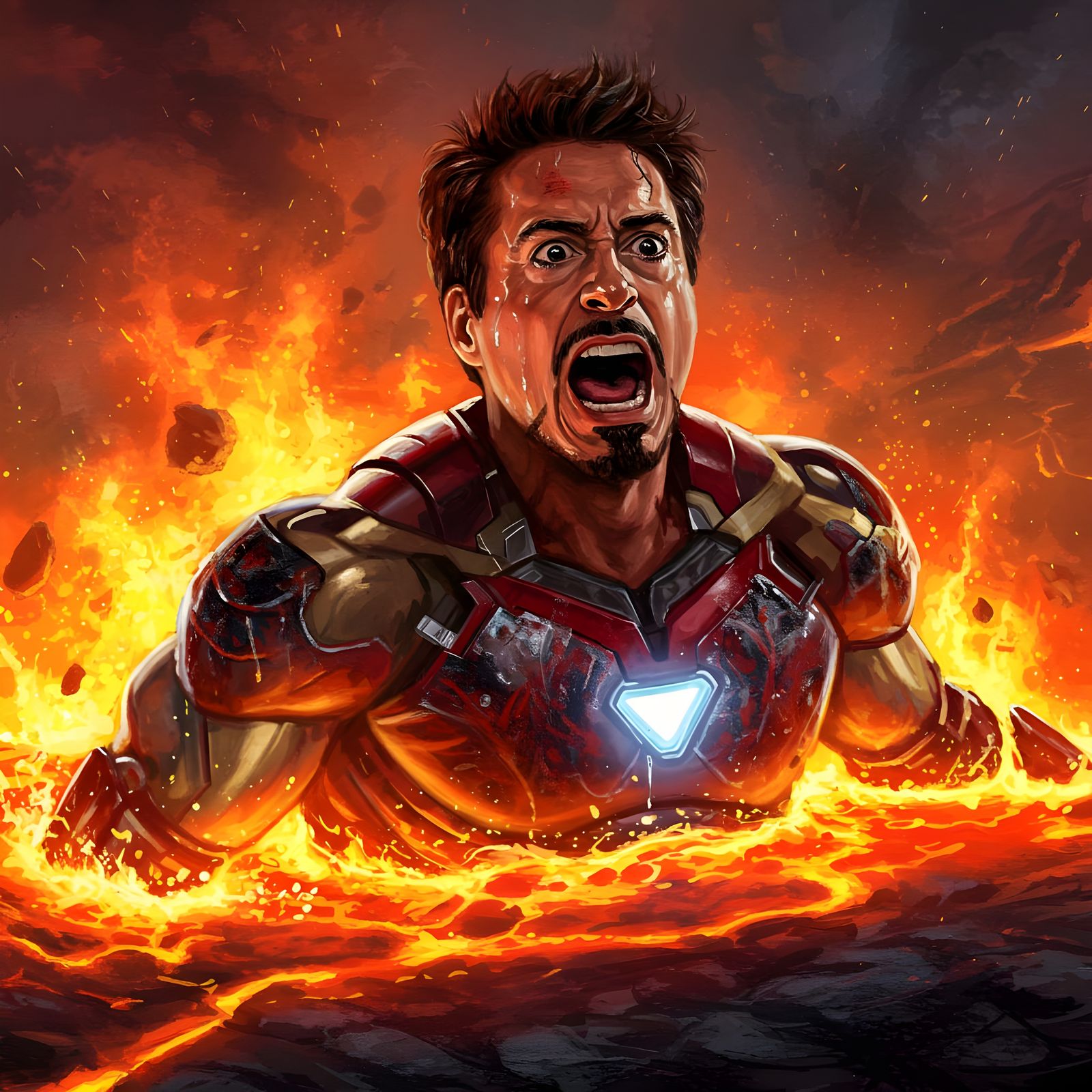 Tony Stark AKA Ironman Marvel Universe Super Hero Burning To...