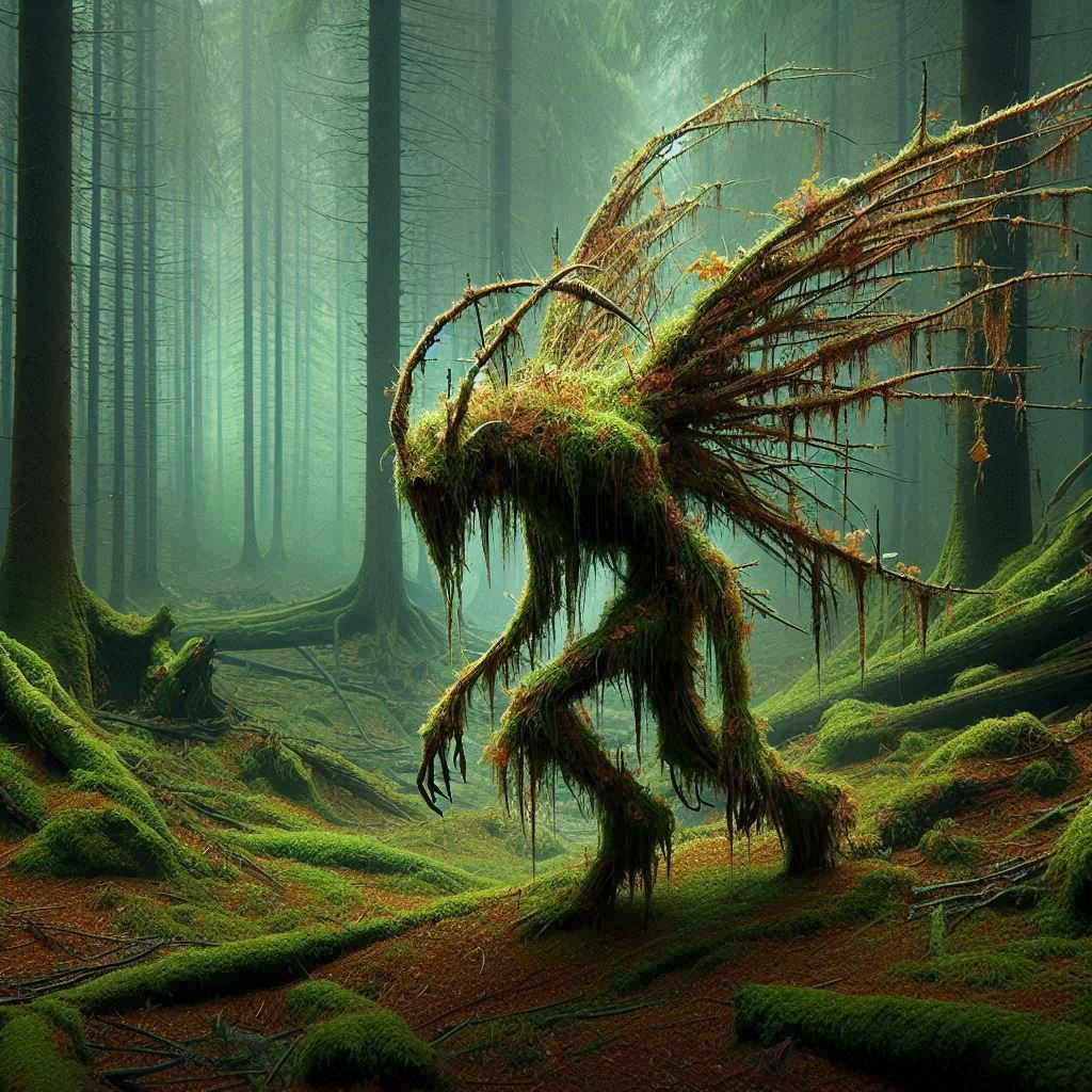 Tree fairy in the dark forest