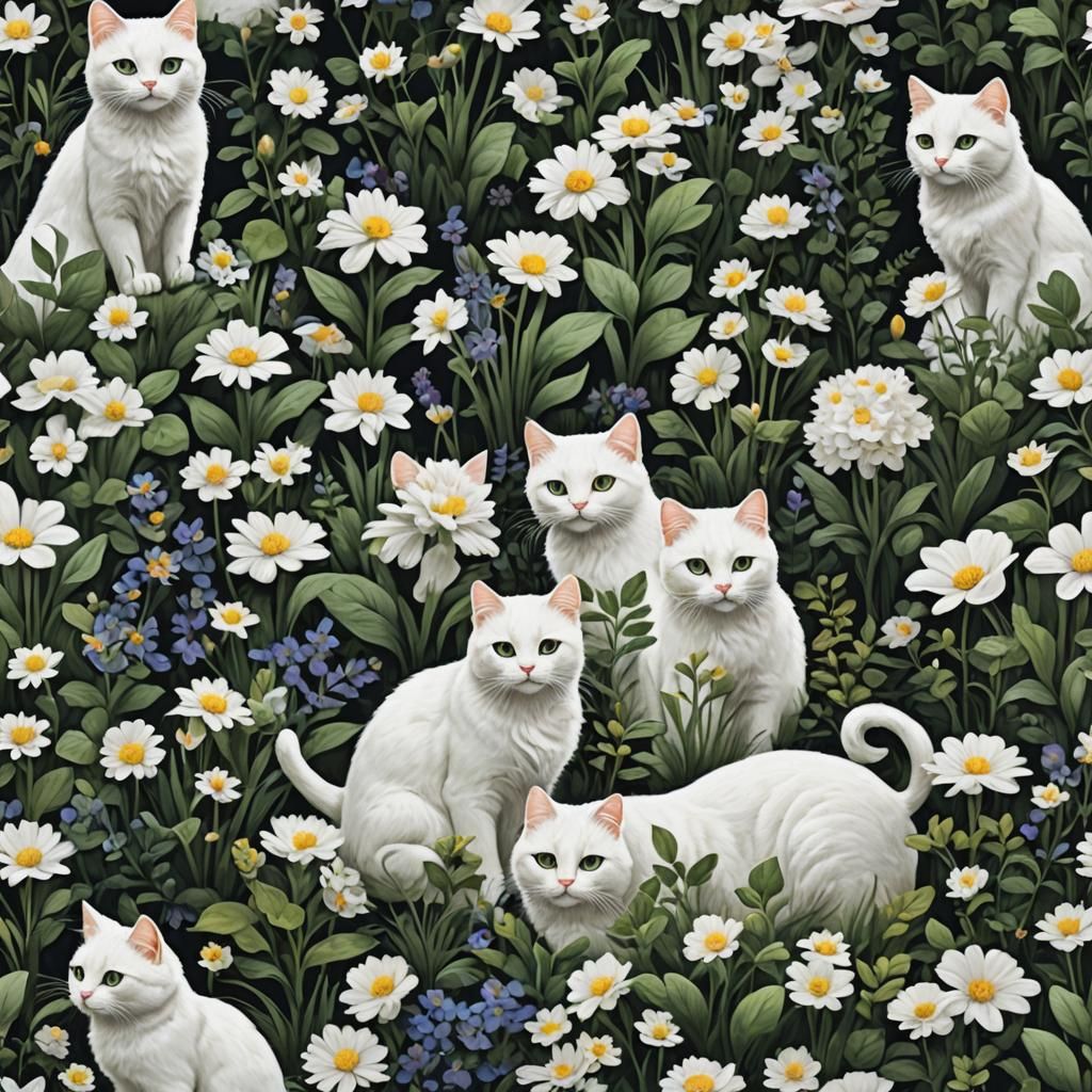 night garden white cat