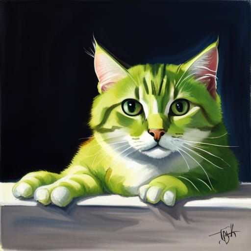 Lime cat - AI Generated Artwork - NightCafe Creator