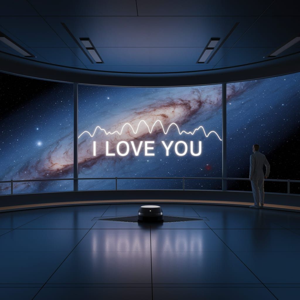 Galactic Love Message on Spaceship Observation Deck