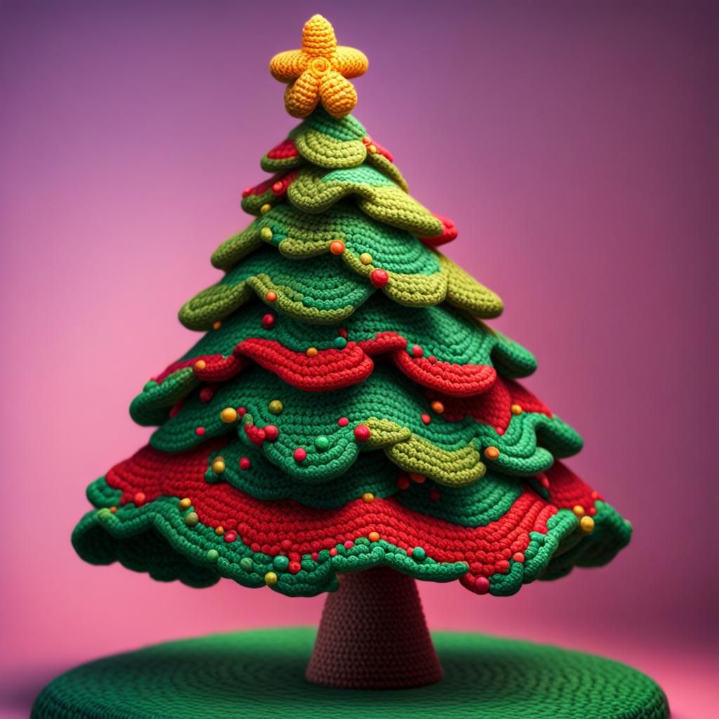 crocheted Christmas tree AI Generated Artwork NightCafe Creator