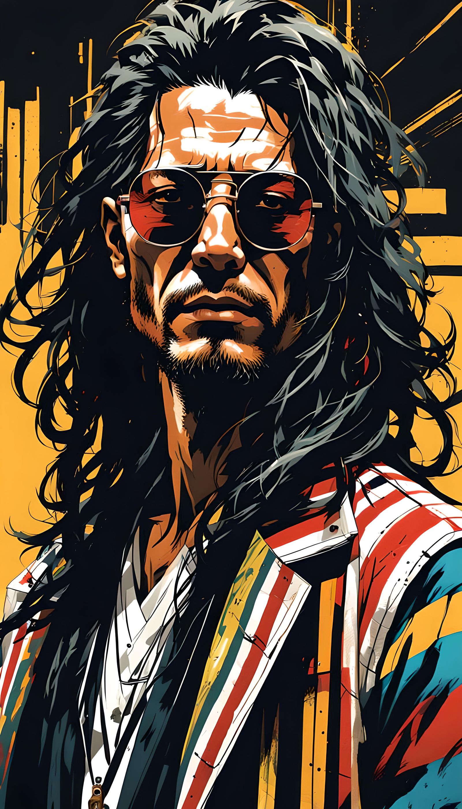 Inkpunk Man with Striped Jacket Concept Art