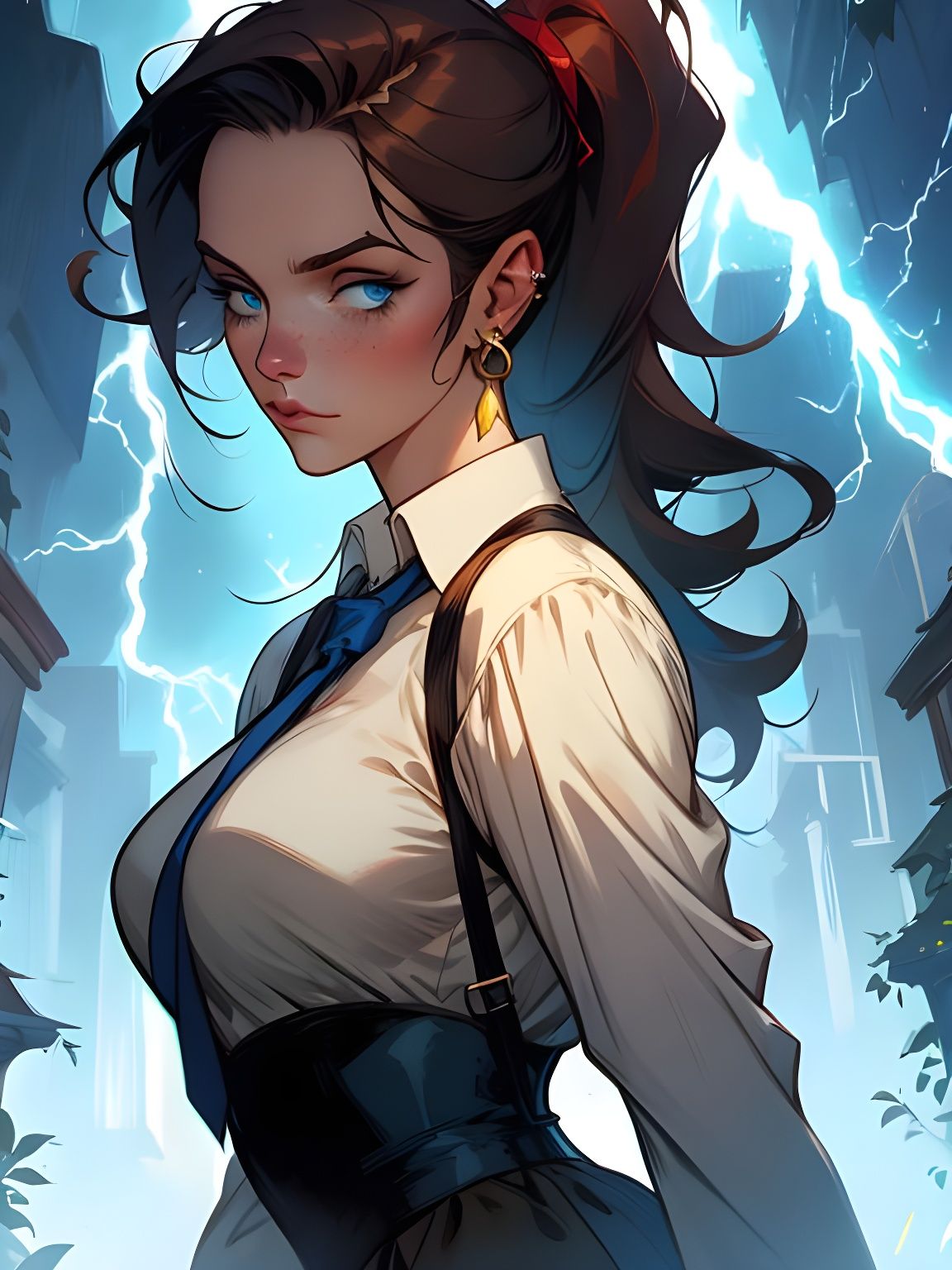 Anime Girl Portrait in Garden, Disney Pixar Style