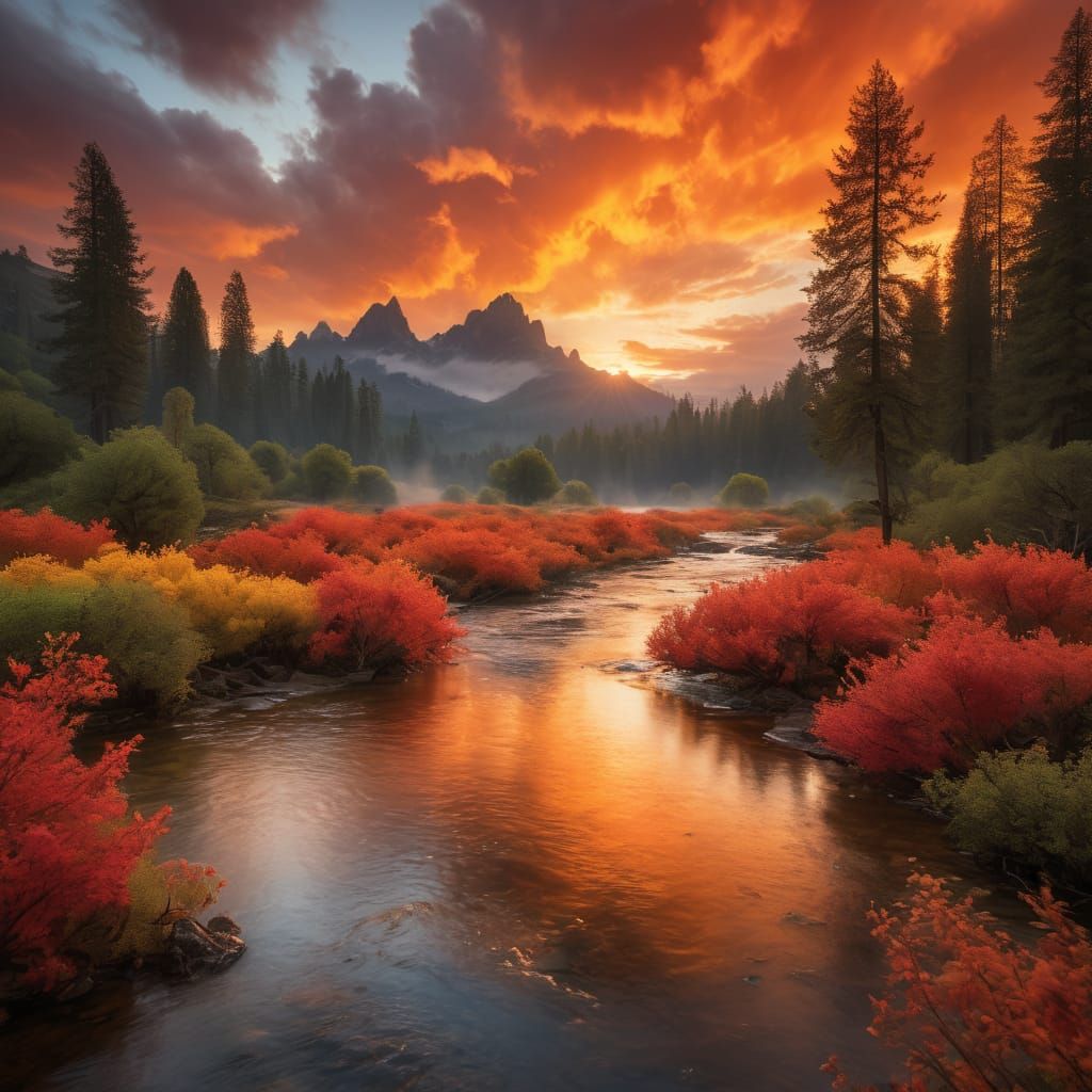 🍂 Dans la Quiétude du Crépuscule Flamboyant 🍂