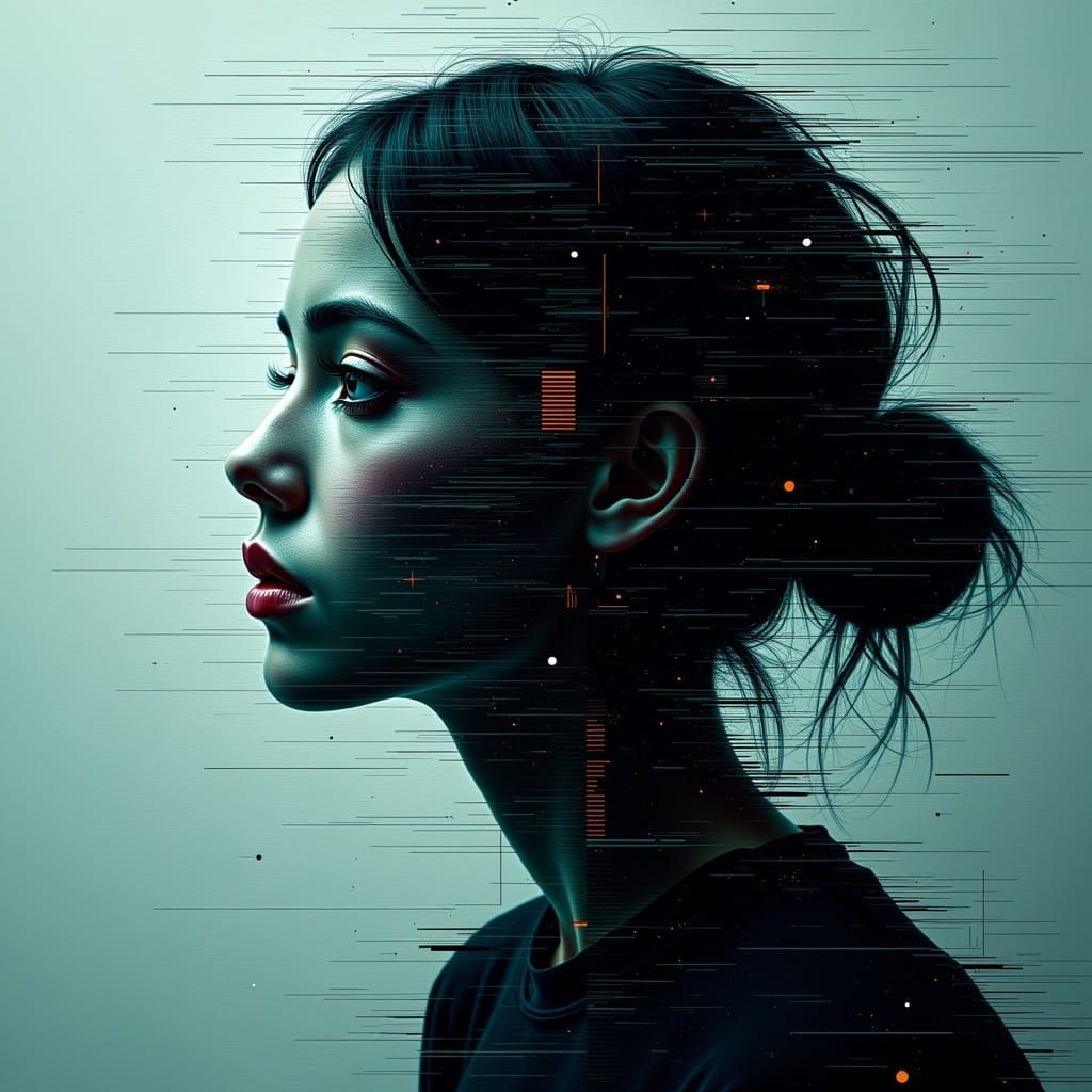 <lora:Ghost in the machine:0.5> Ghosts in the machine. glitchy portrait, remnants
