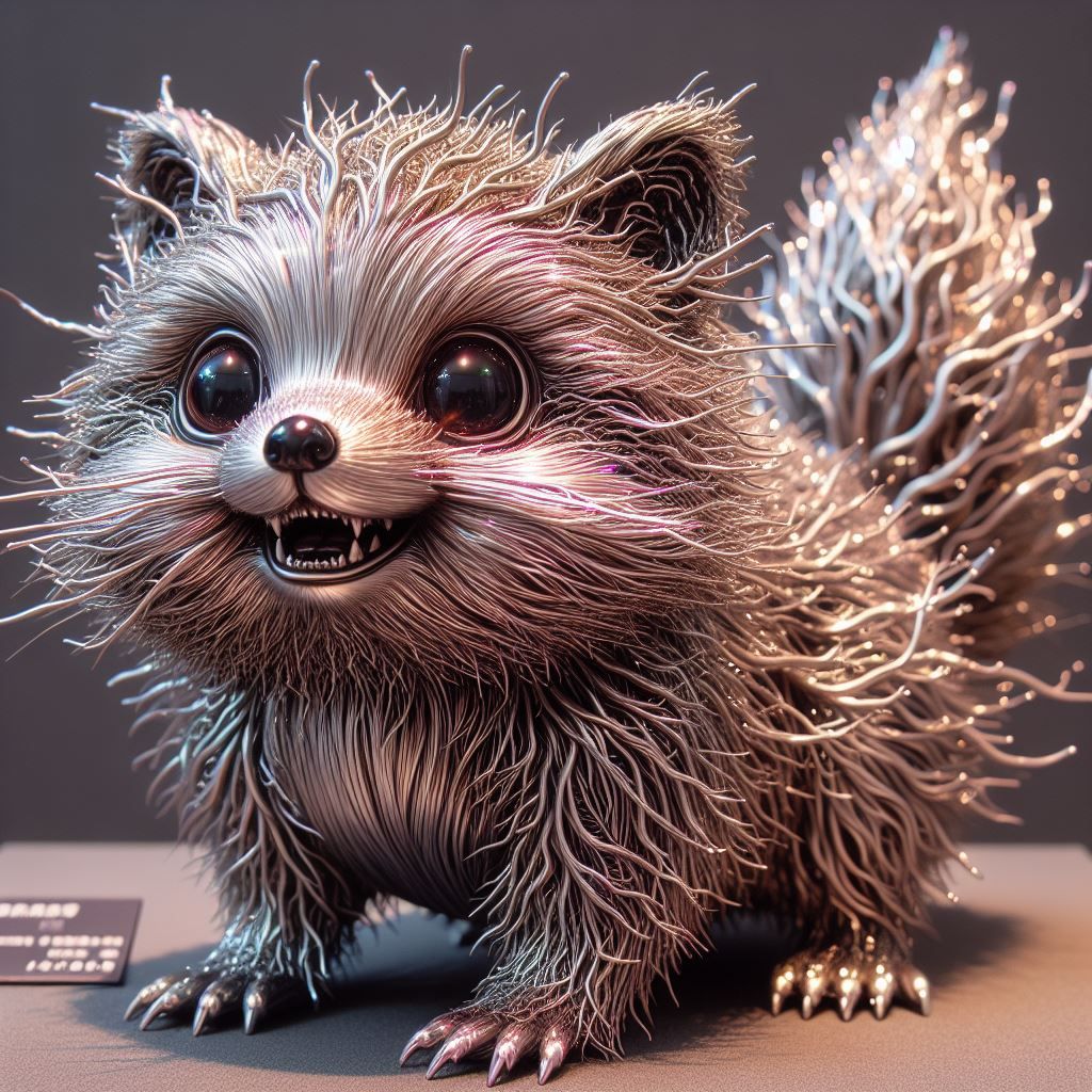 cute fluffy Kawai baby racoon