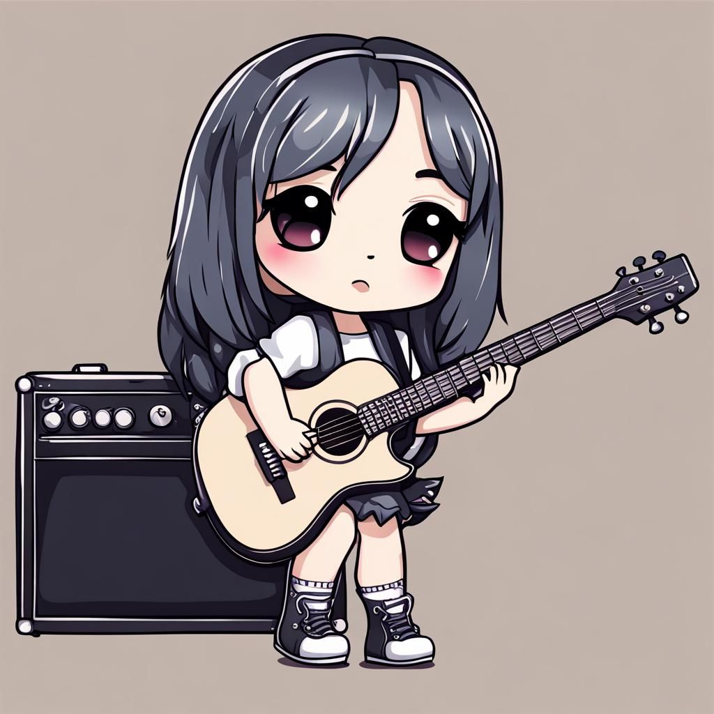 Chibi Girl With Guitar - AI Generated Artwork - NightCafe Creator