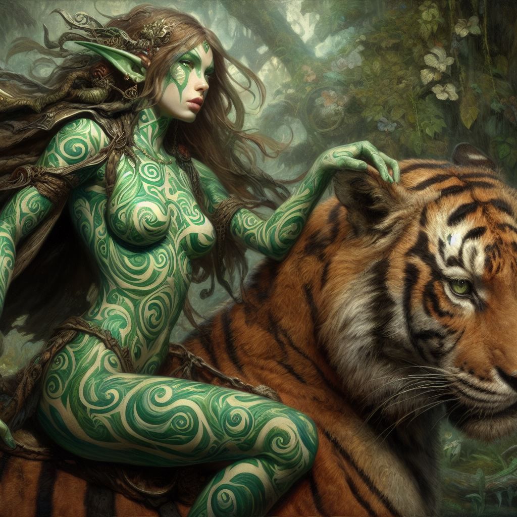 Wood Elf Rides a Tiger