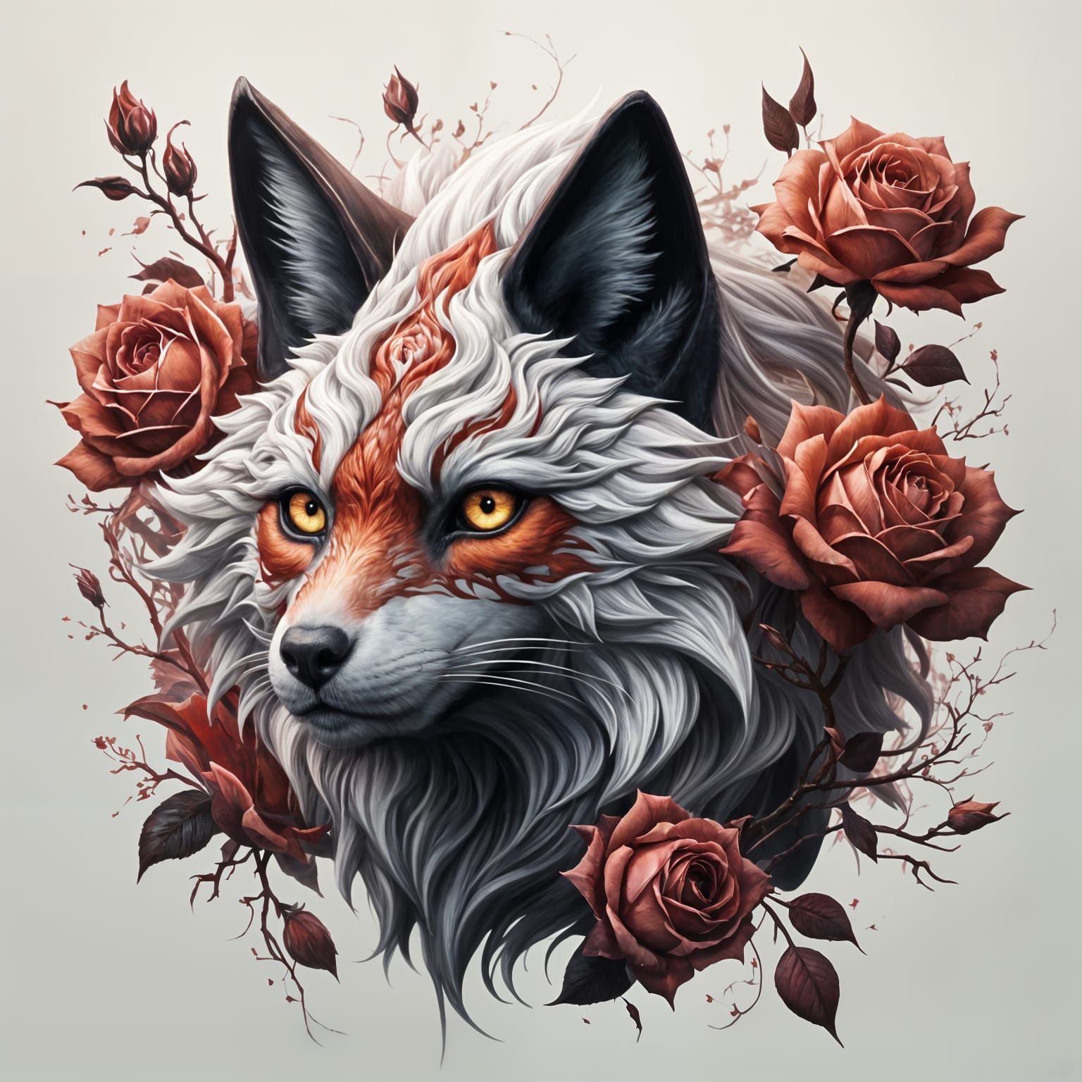 Kitsune roses  by @Queen274