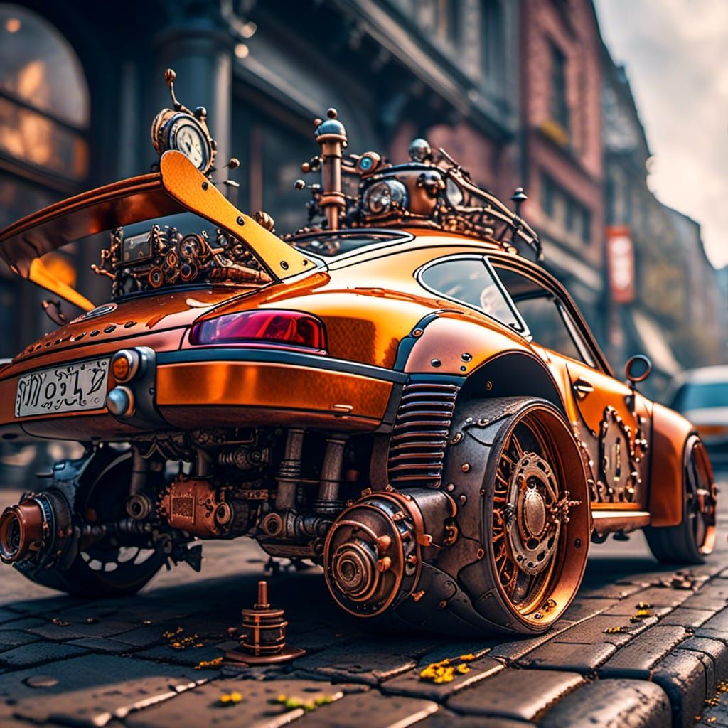 Steampunk style porsche-911 - AI Generated Artwork - NightCafe Creator