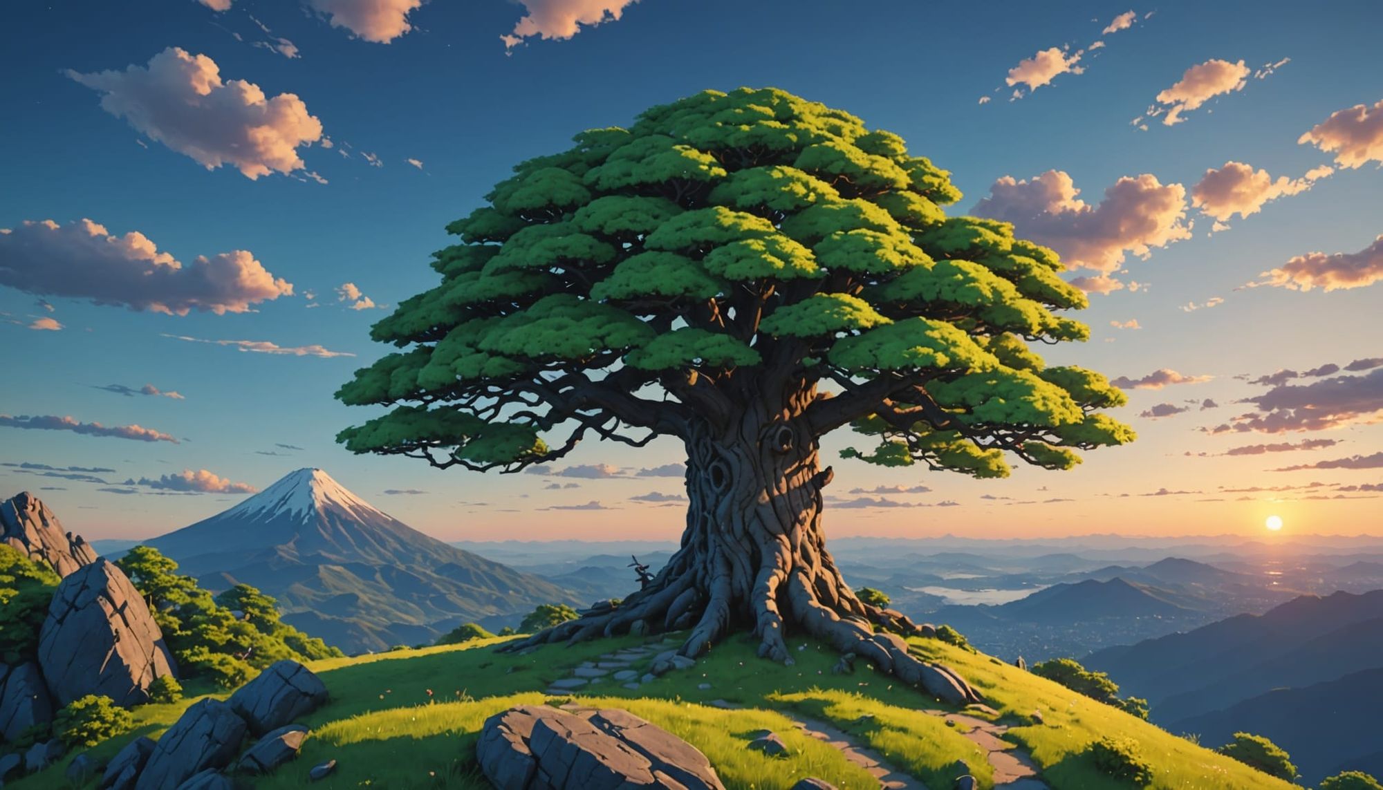 Lonely tree on the top of a mountain