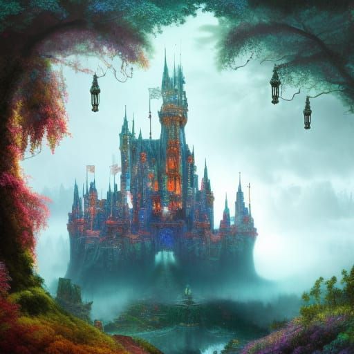 Psychedelic fantasy castle - AI Generated Artwork - NightCafe Creator