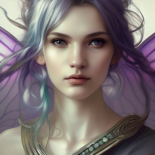 Silver-Haired Fairy Queen Portrait in Artstation Style