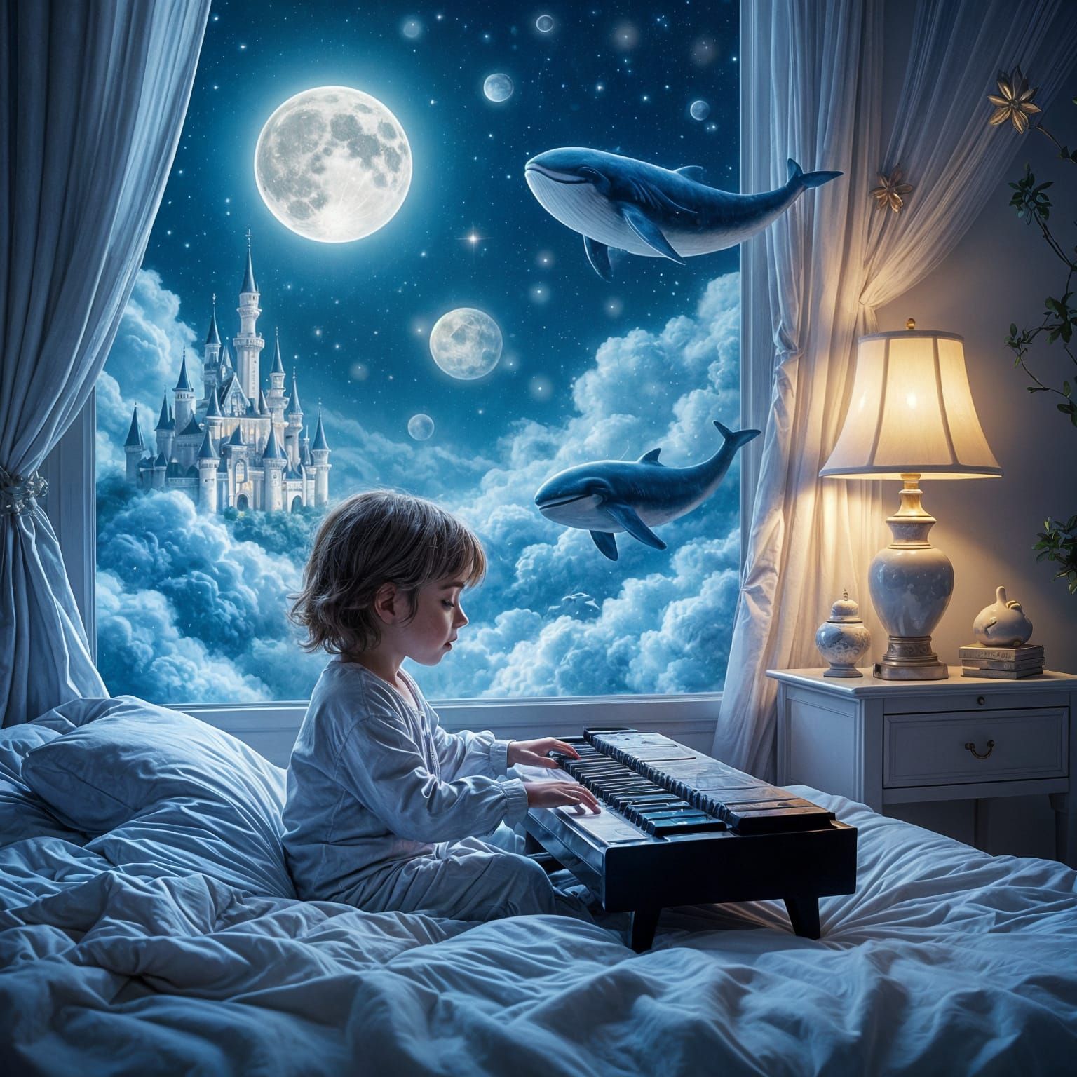 "Dream Music"
Scene:
A child's bedroom at night: moonlight pours onto a xylophone at the head of the ...  by @Likra