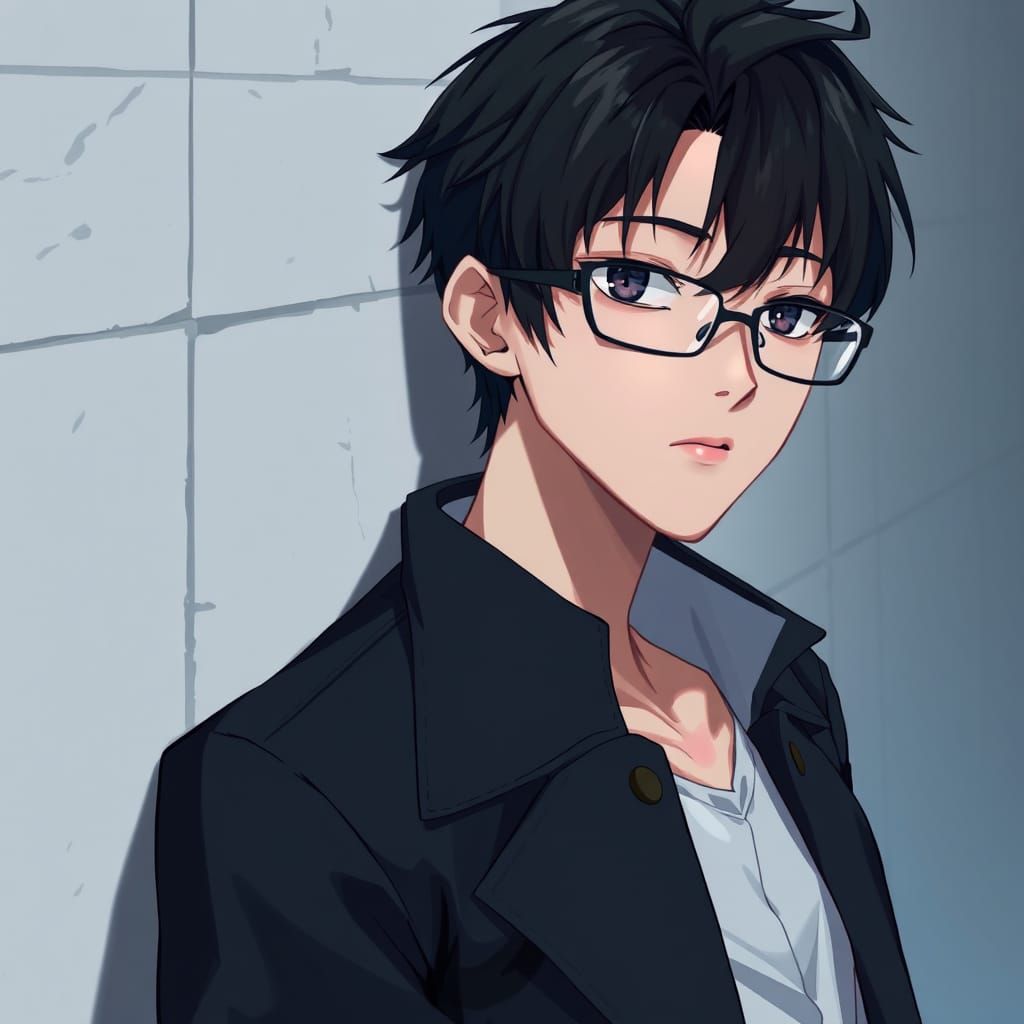 Loner with Glasses in 3D Anime Style