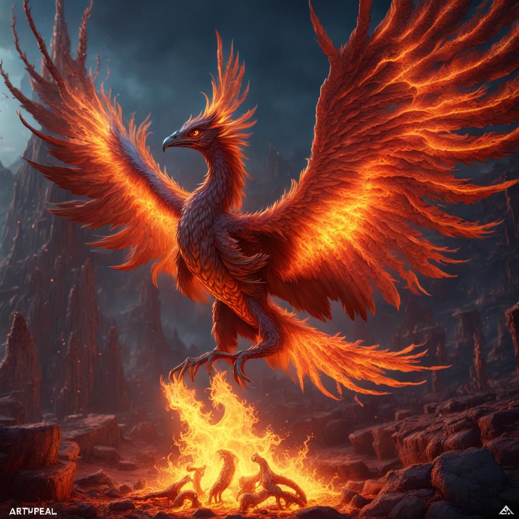 phoenix from campfire ashes - AI Generated Artwork - NightCafe Creator