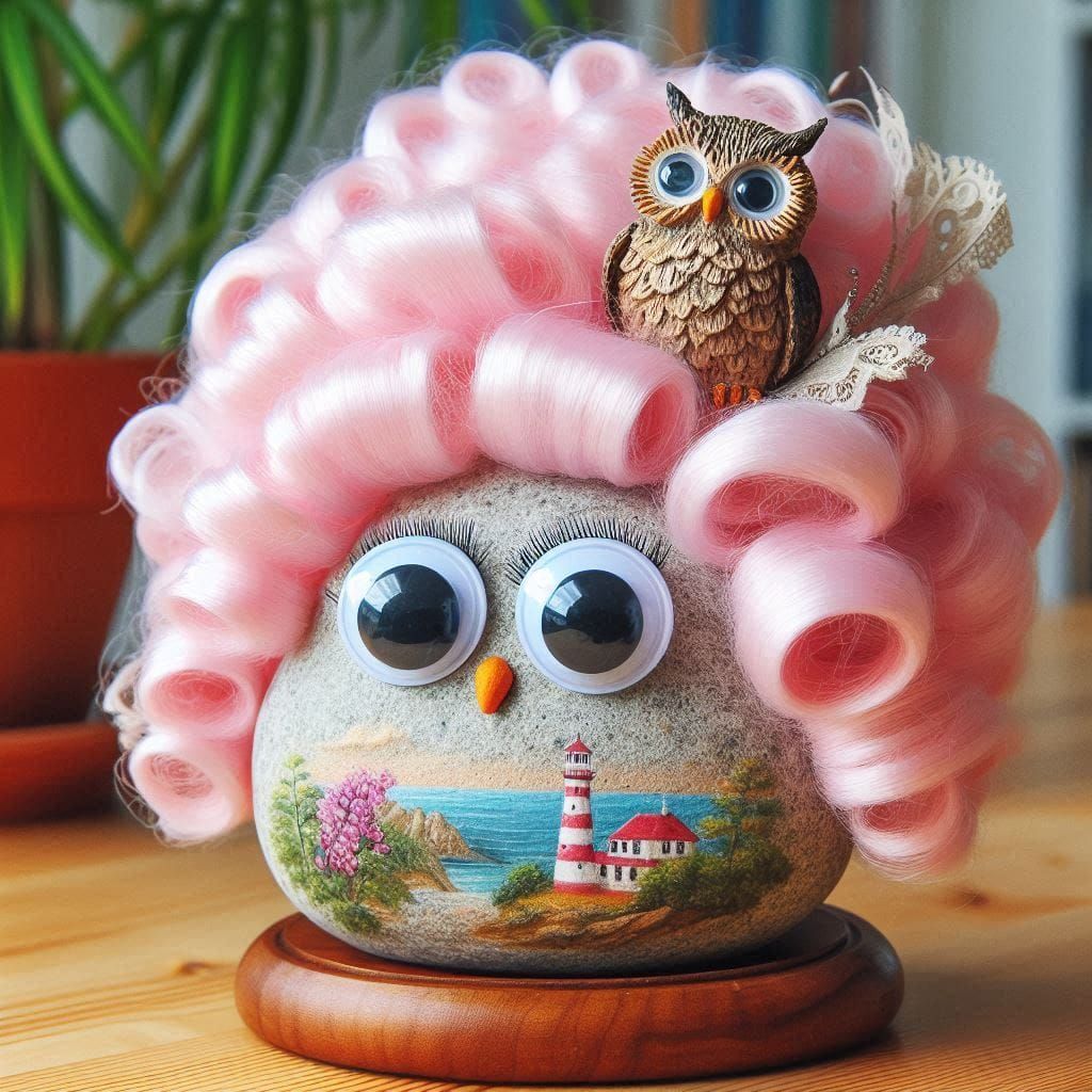 Pet Rock Wearing Wig