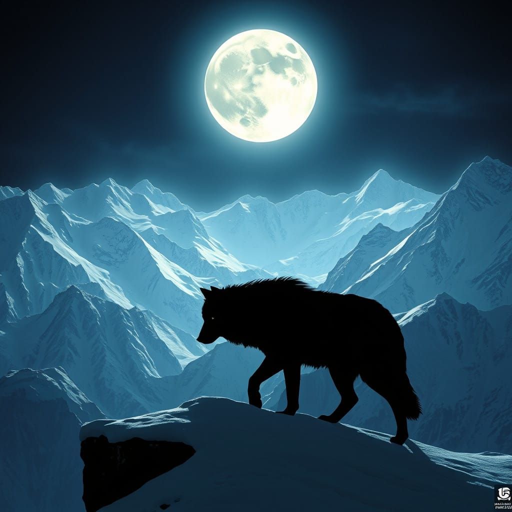 A double exposure photo at night, dark scene, dark fantasy illustration, of the flat black silhouette ...  by @Tildar