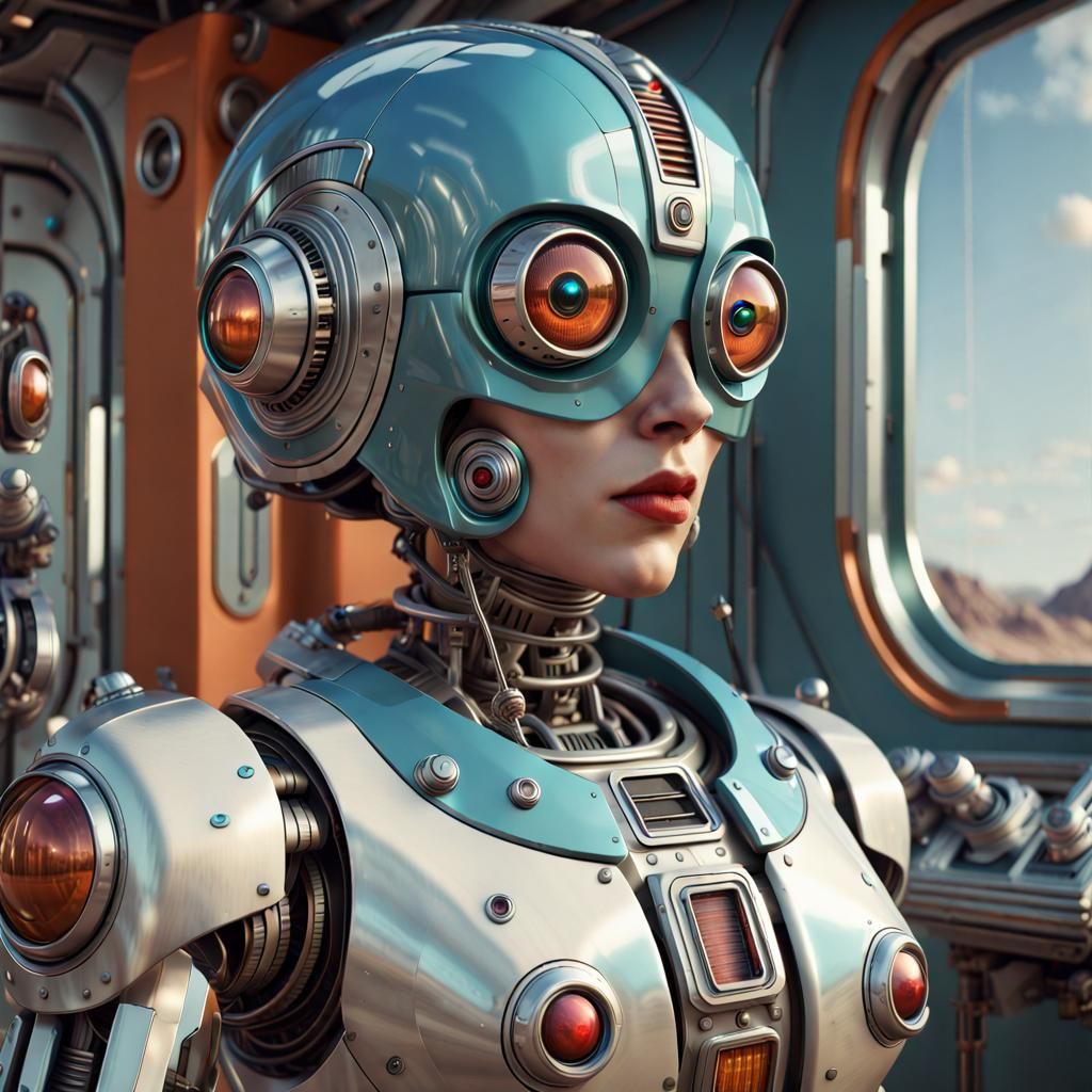 Cyborg Girl Retro futuristic