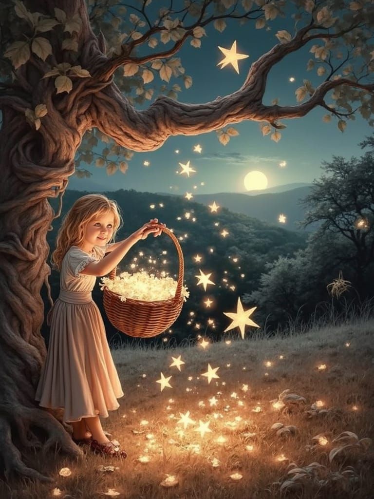 Dreamy Maiden Unveils Celestial Treasures in Enchanted Fores...