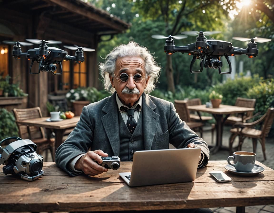 Einstein playing Drone  by @twilightveil